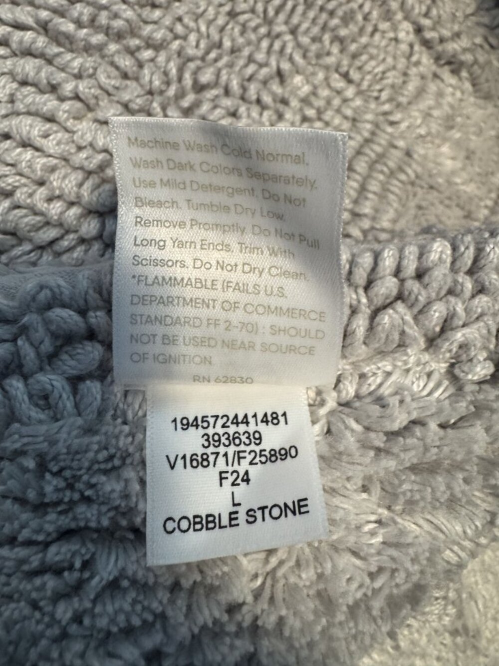 NWT Lands End Cotton Bath Rug 23"x39" Cobblestone Grey Bath Rug - Picture 5 of 5